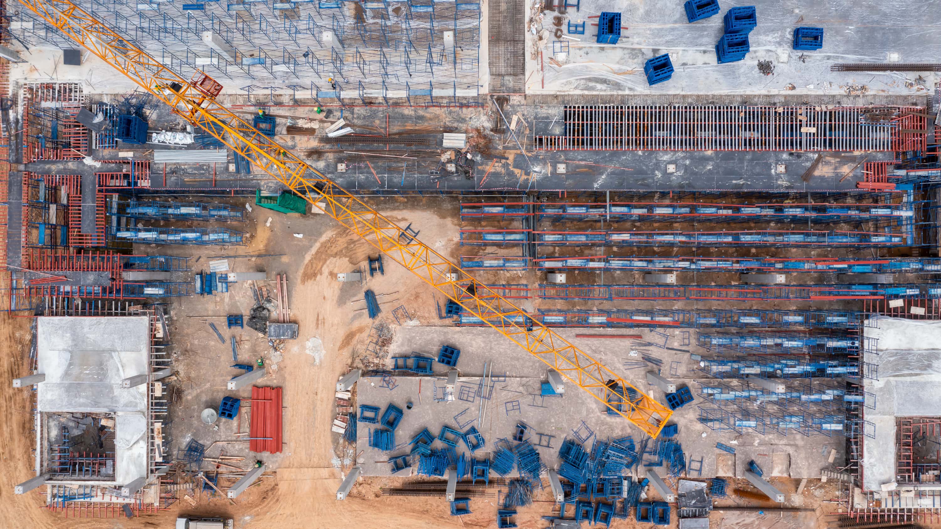 A top-down view of a construction site