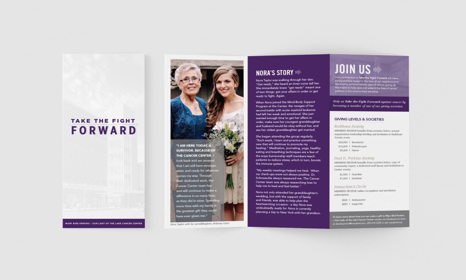 Brochure mockup for "Take the Fight Forward" campaign