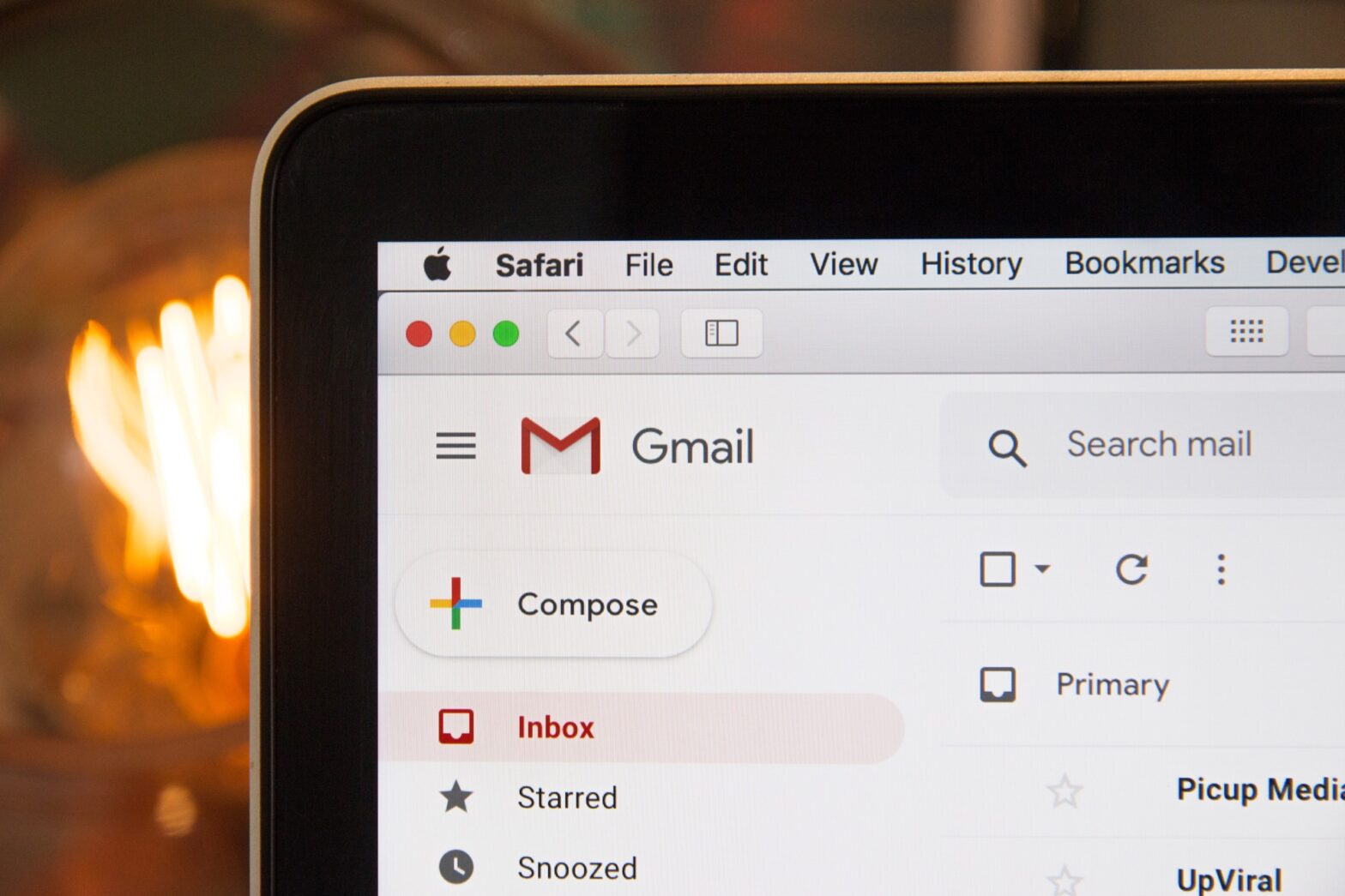 Screenshot of Gmail on a computer